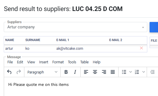 Automated supplier emails